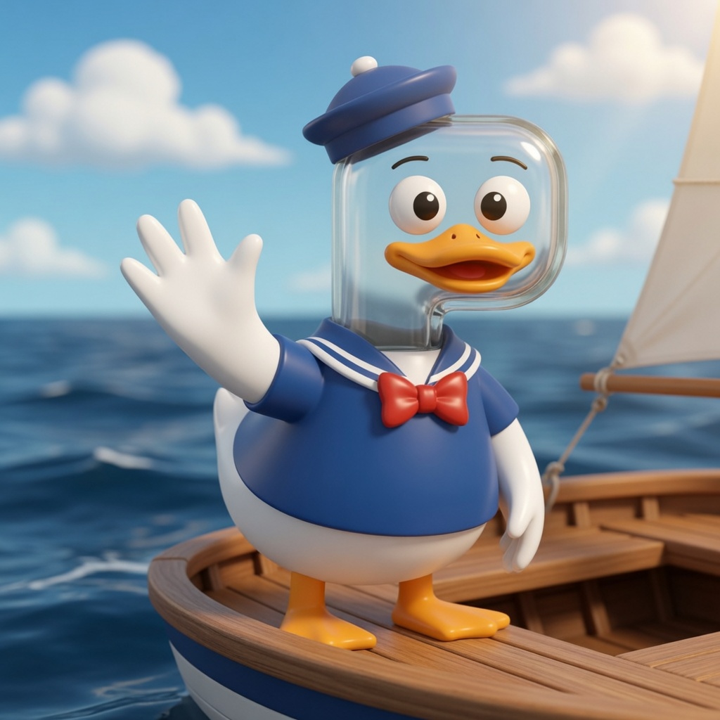 ponan waving from a sailboat
